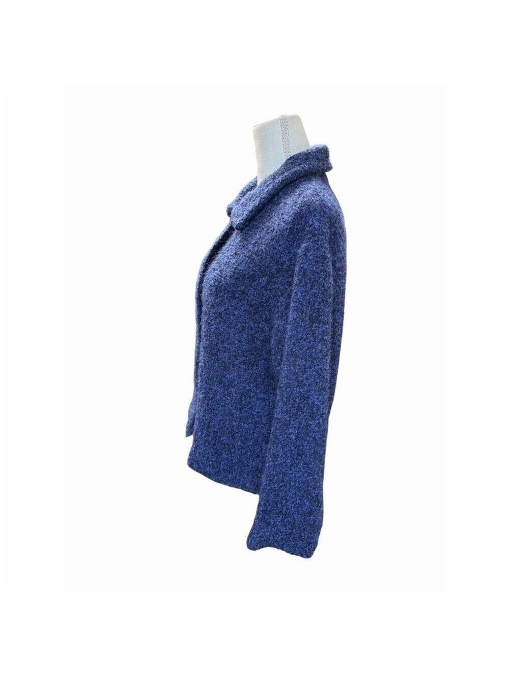 Weave of the Irish Cardigan Wool Jacket Womens L Blue Boucle Button (22” Ptp) - Picture 4 of 9